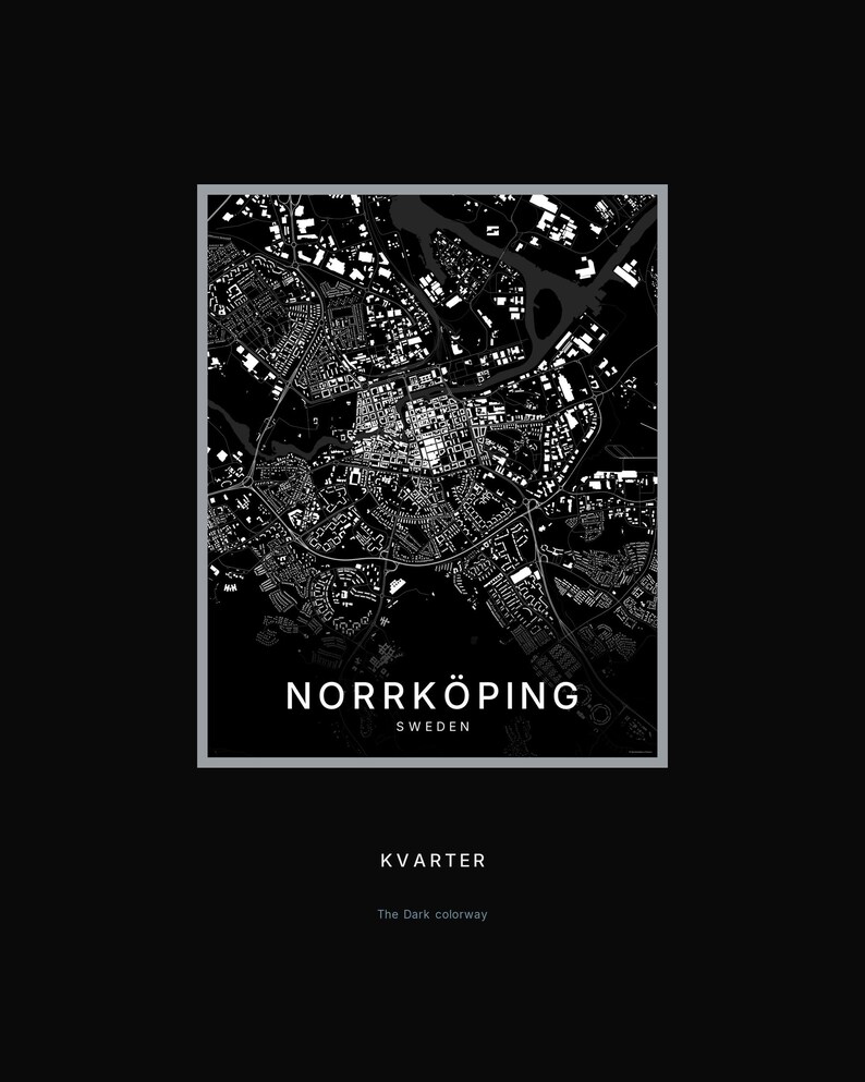 Norrköping map wall art — Listing image 08 — hero dark