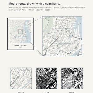 Montreal map wall art — Listing image 06 — sizes