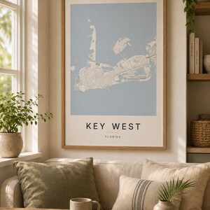 Key West map wall art — Photo of the poster in an interior