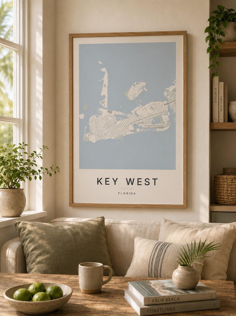 Key West map wall art — Photo of the poster in an interior