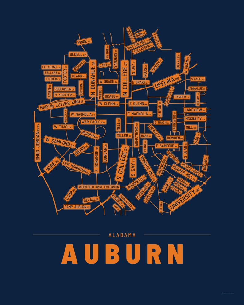 Auburn map wall art — Listing image 04 — flat
