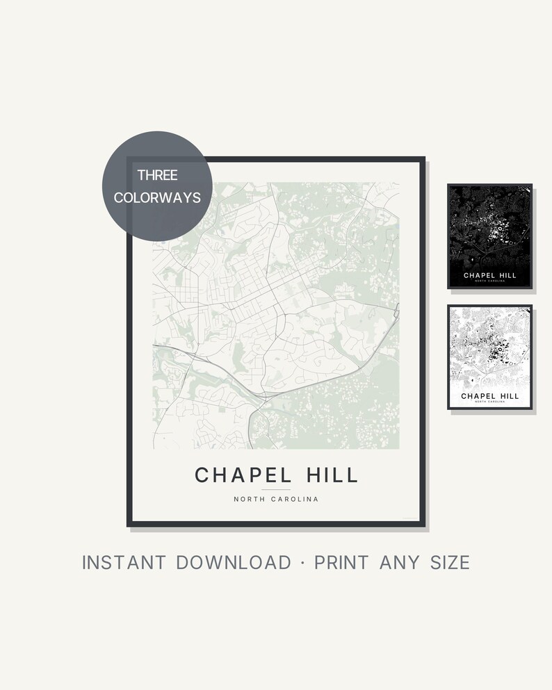 Chapel Hill map wall art — Listing image 01 — hero