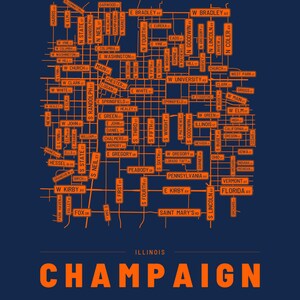 Champaign map wall art — Listing image 04 — flat
