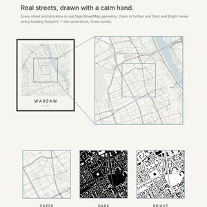 Warsaw map wall art — Listing image 04 — detail