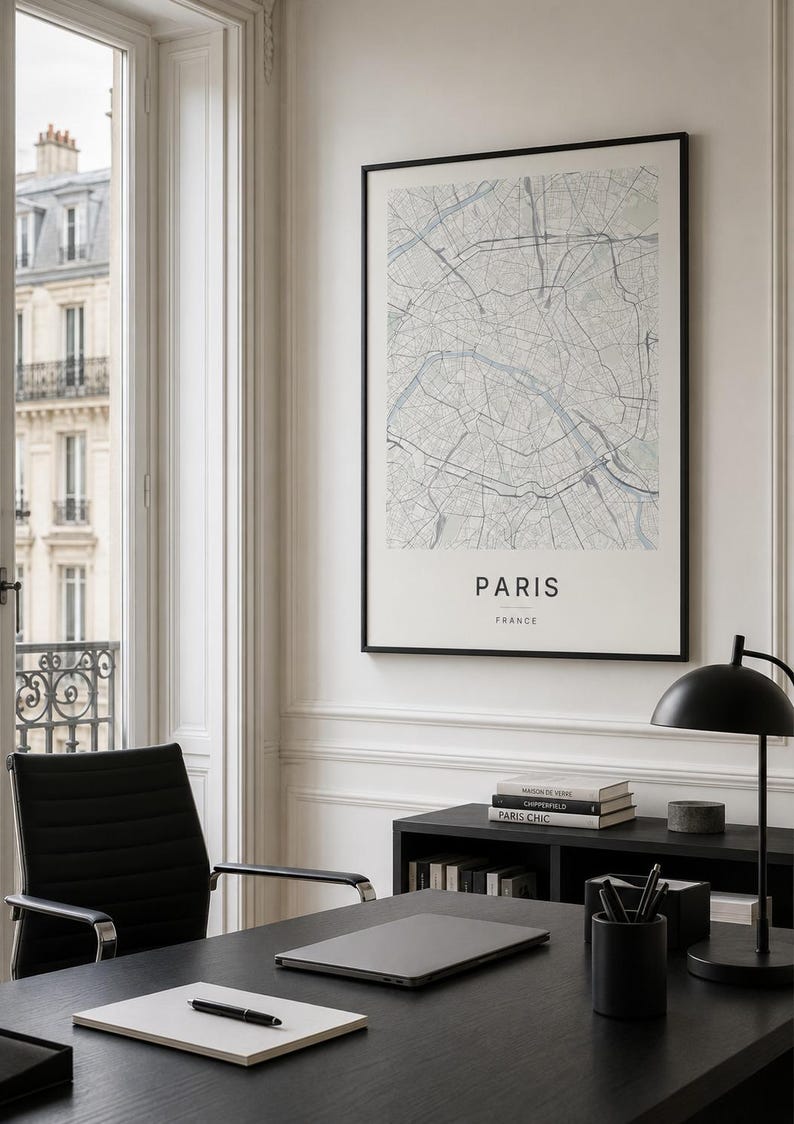 Paris map wall art — Photo of the poster in an interior