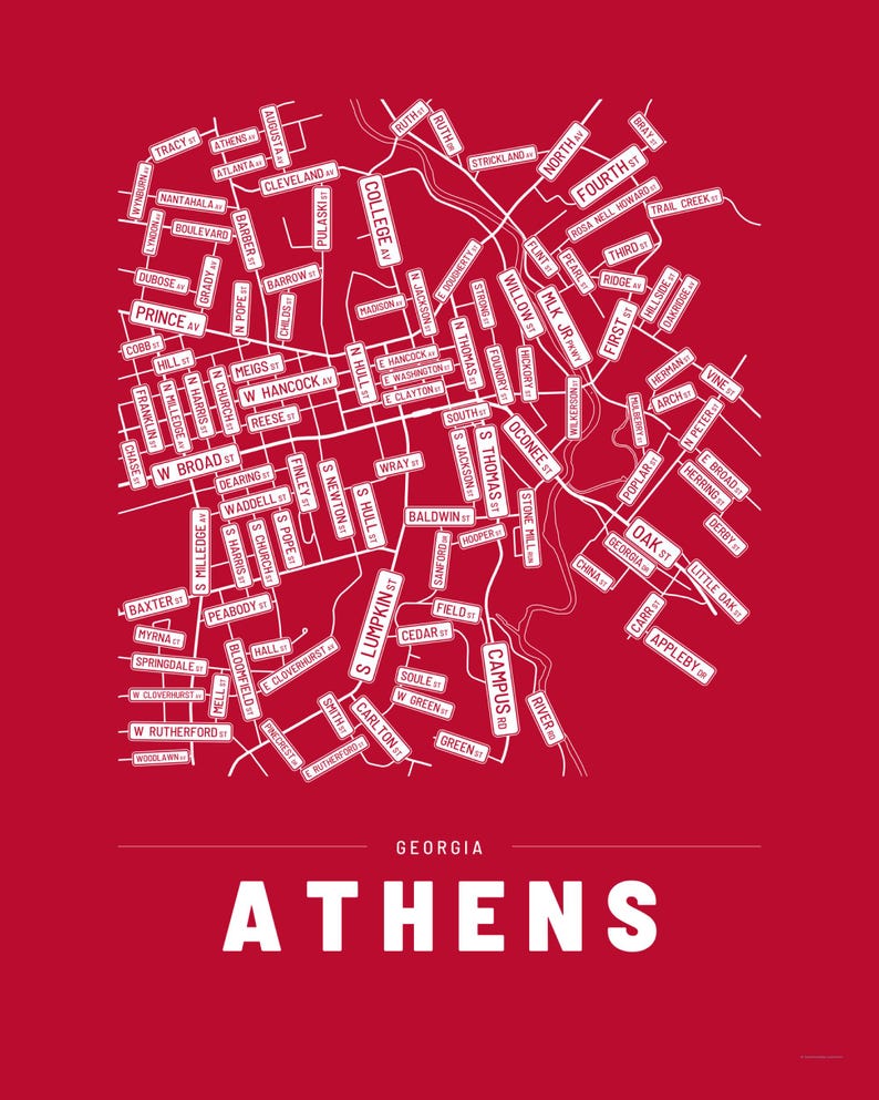 Athens map wall art — Listing image 04 — flat