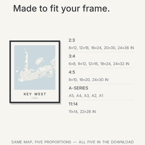 Key West map wall art — Listing image 06 — sizes