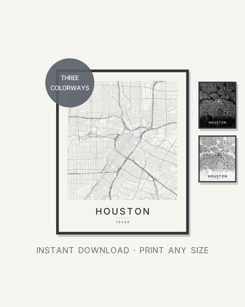 Houston map wall art — Listing image 01 — hero
