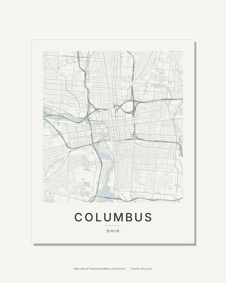 Columbus map wall art — Listing image 03 — flat