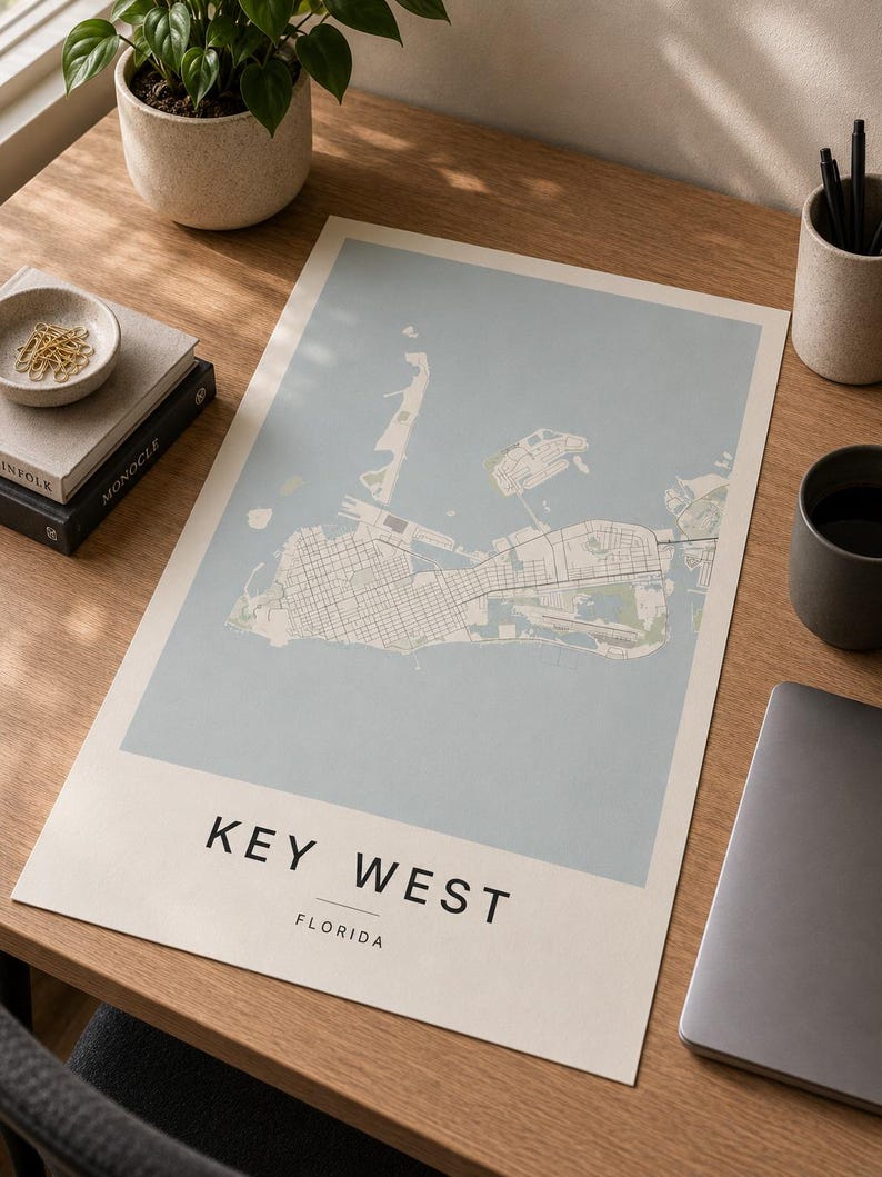 Key West map wall art — Photo of the poster in an interior