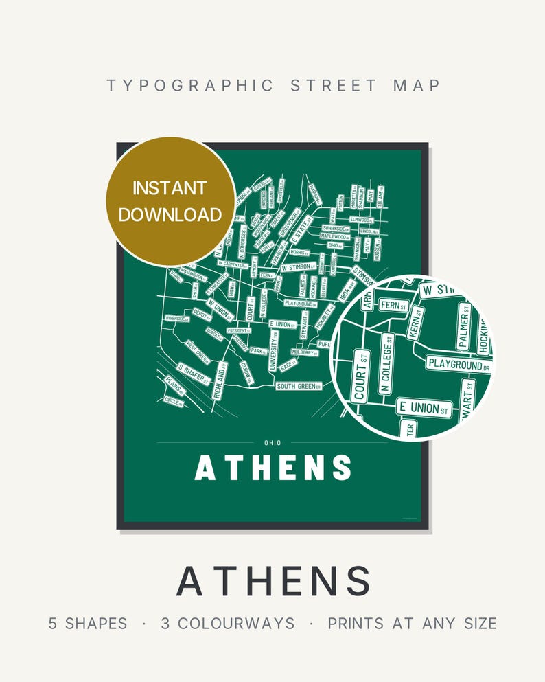 Athens map wall art — Listing image 01 — hero