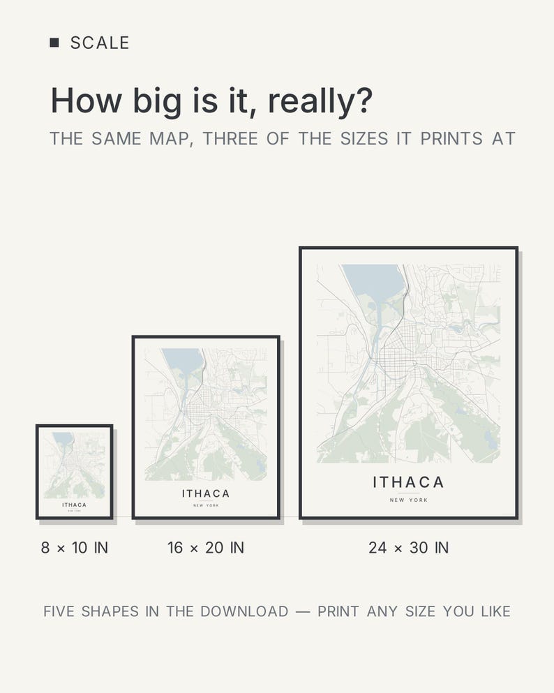 Ithaca map wall art — Listing image 08 — hero dark