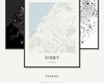 Visby Map Print, Visby Poster, Scandinavian Wall Art, Minimalist City Map, Sweden Printable, Digital Download, Housewarming Gift
