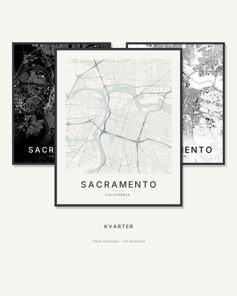 Sacramento map wall art — Listing image 01 — hero