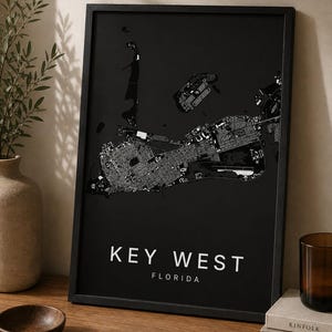 Key West map wall art — Photo of the poster in an interior