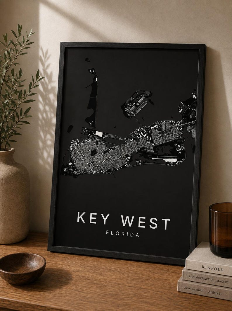 Key West map wall art — Photo of the poster in an interior