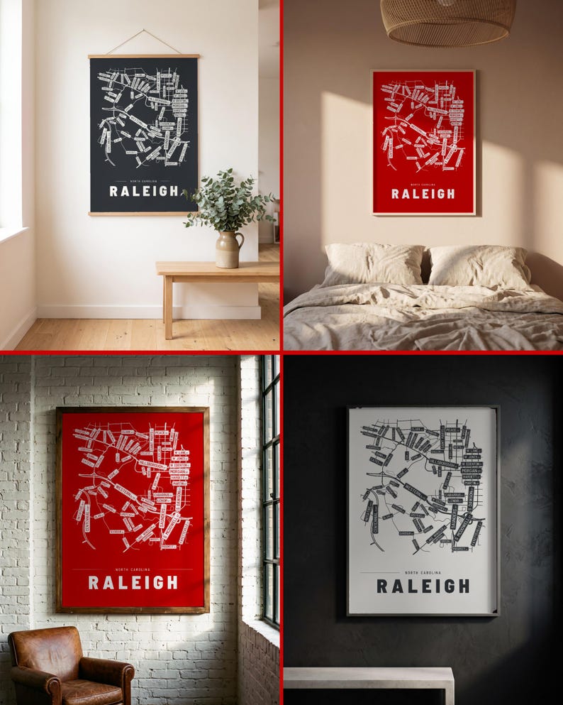 Raleigh map wall art — Listing image 02 — rooms