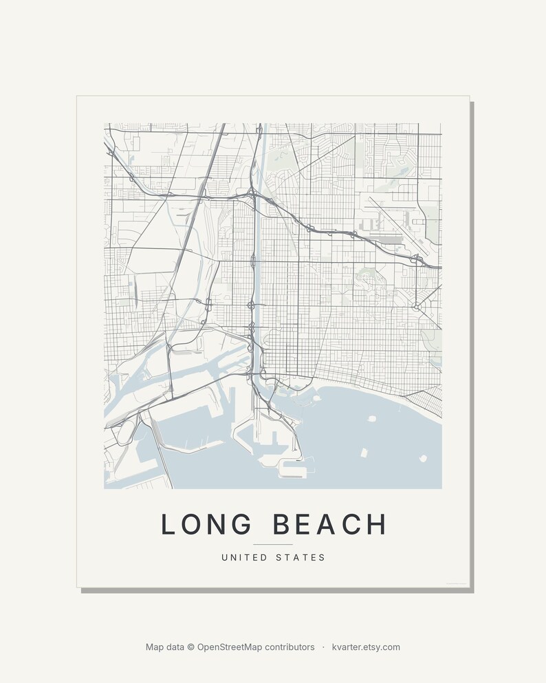 Long Beach map wall art — Listing image 03 — flat