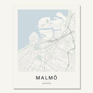 Malmö Map Print, Wall Art, Printable Digital Download, Minimalist City Map, Scandi Poster, Housewarming Gift image 3