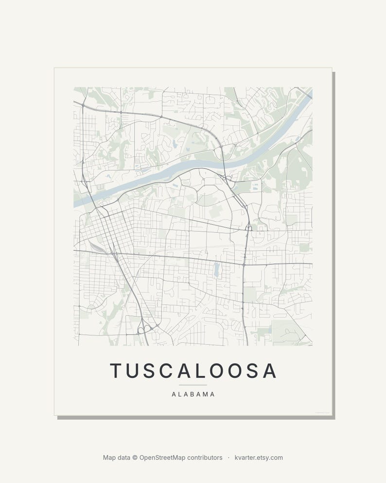 Tuscaloosa map wall art — Listing image 03 — flat