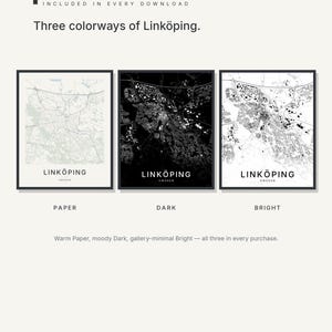 Carte de Linköping à imprimer, affiche de la ville, décoration murale à imprimer, carte minimaliste de la ville, téléchargement numérique, décoration scandinave, cadeau de pendaison de crémaillère image 2