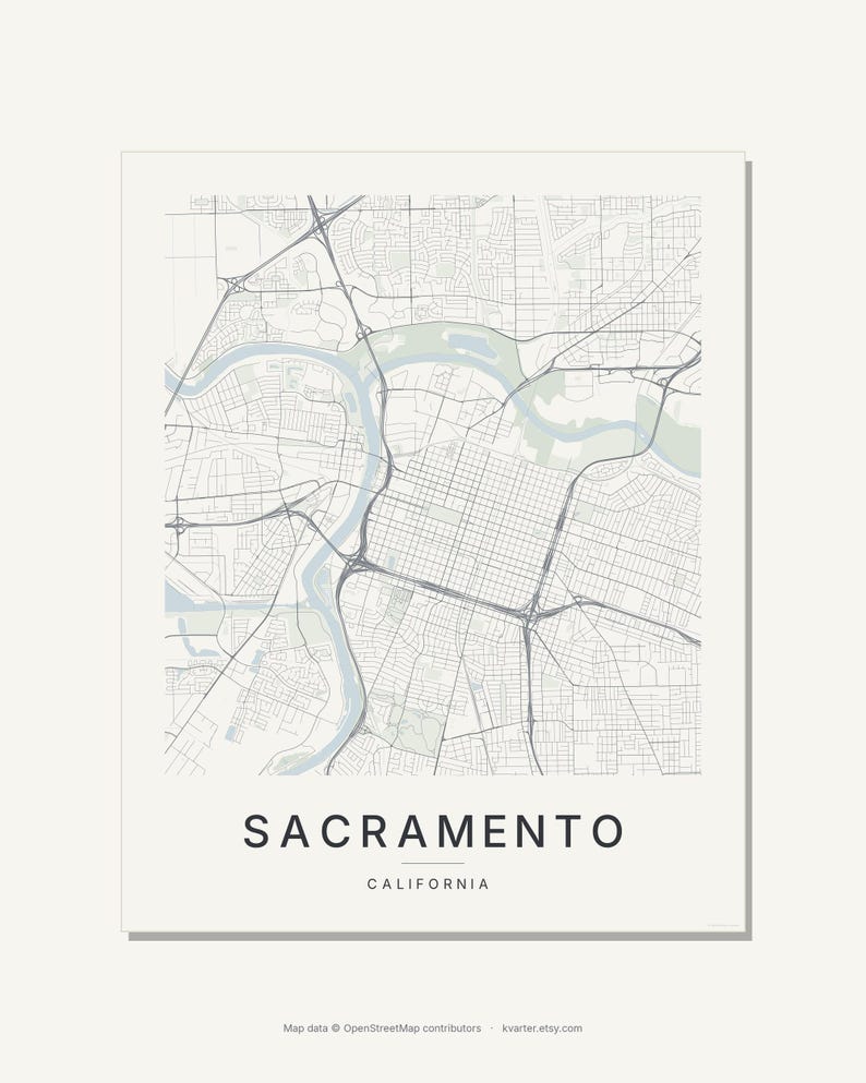 Sacramento map wall art — Listing image 03 — flat