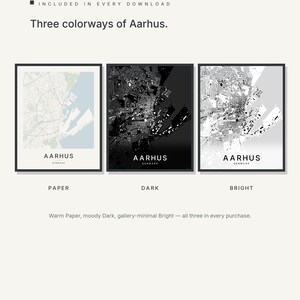 Aarhus Map Print, Wall Art, Printable, Digital Download, Minimalist City Map Poster, Scandi Housewarming Gift image 2