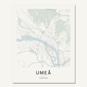 Umea Map Print, Umea Poster, Wall Art, Printable, Digital Download, Minimalist City Map, Scandi (Umeå) image 3