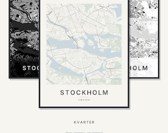 Stockholm Map Print, Wall Art, Printable Digital Download, Minimalist City Map Poster, Housewarming Gift