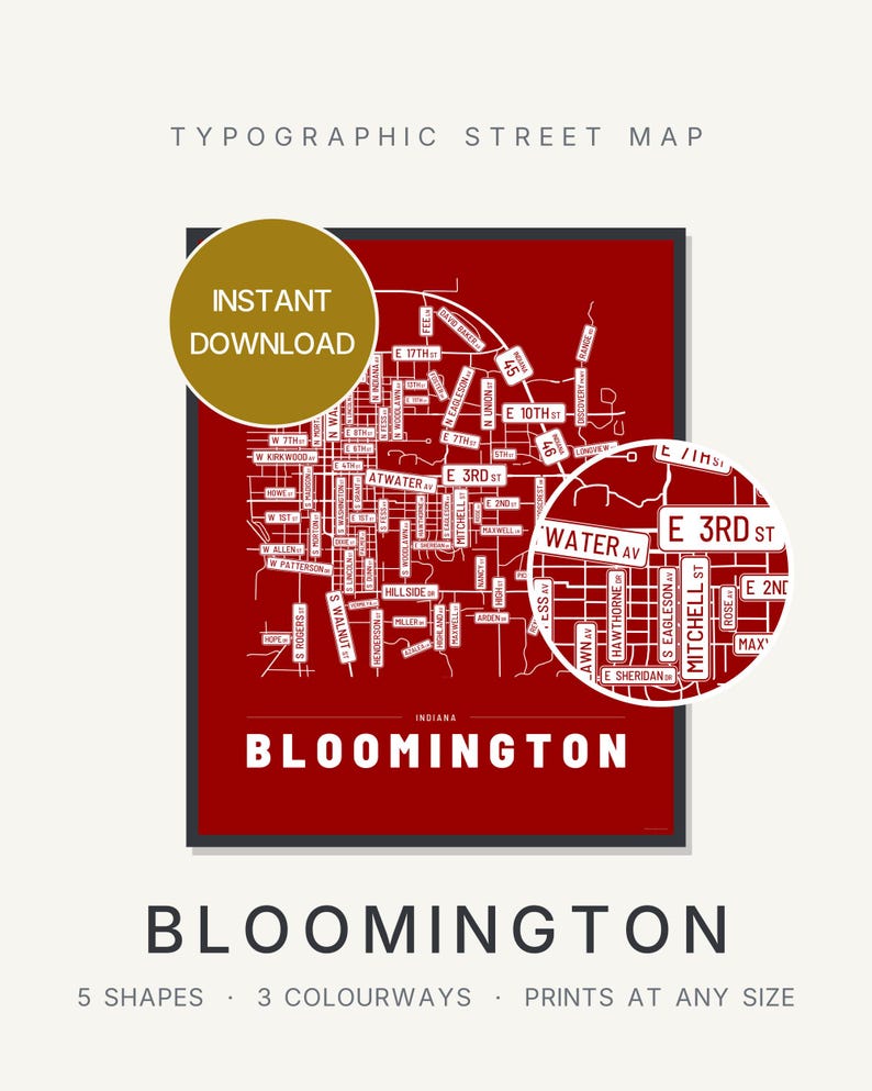 Bloomington map wall art — Listing image 01 — hero