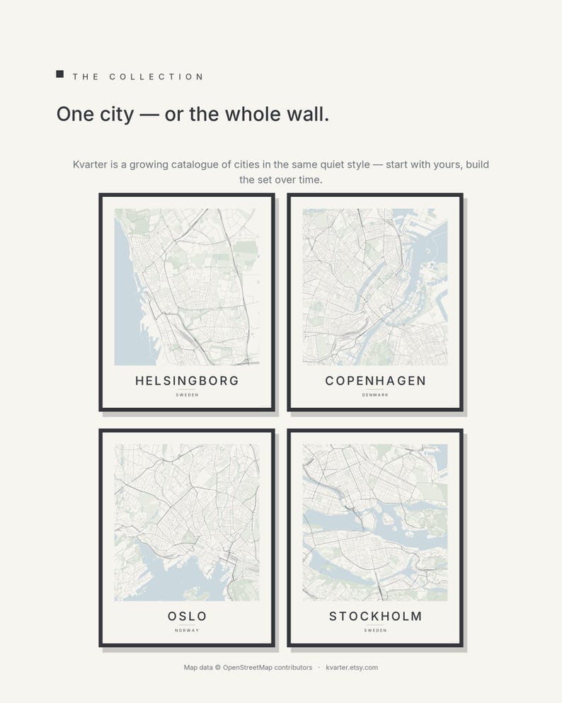 Helsingborg-Stadtplan als Kunstdruck, Wandbild zum Ausdrucken, Digitaler Download, Minimalistisches Stadtplan-Poster, Skandinavische Deko, Einzugsgeschenk Bild 7