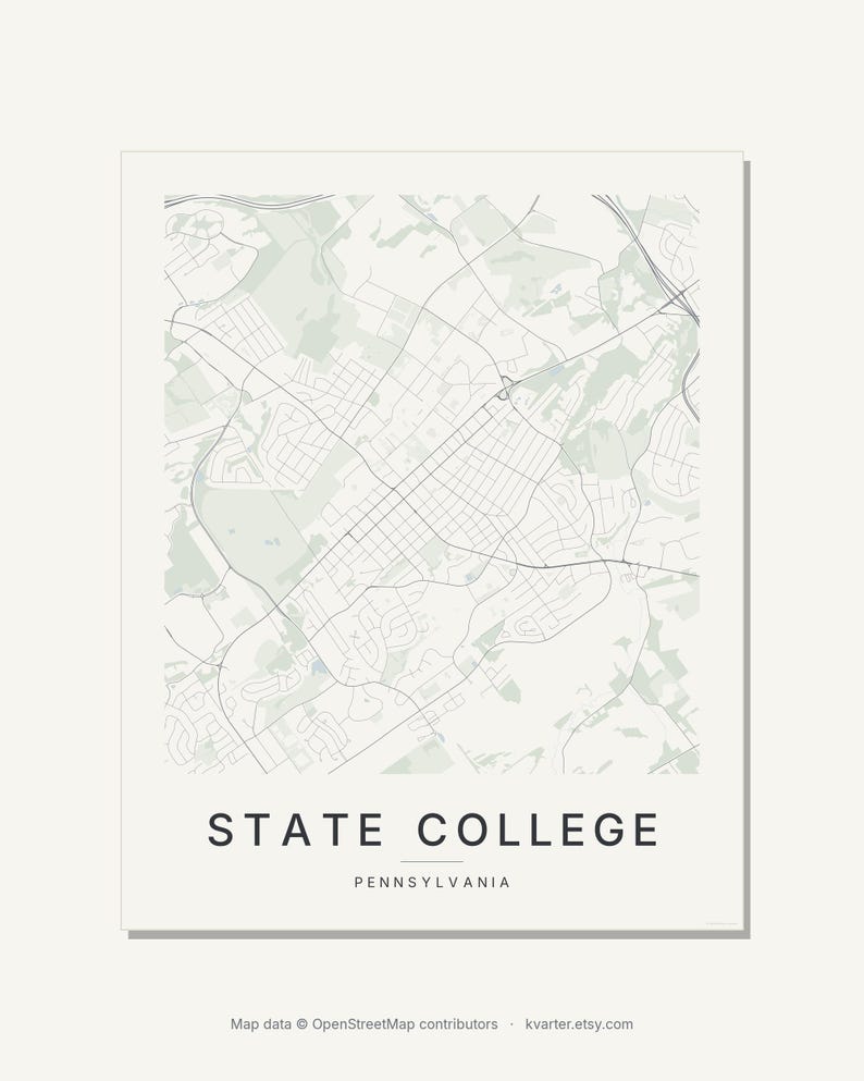 State College map wall art — Listing image 07 — gallerywall
