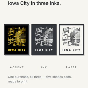 Iowa City map wall art — Listing image 05 — colorways