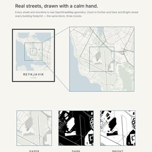 Reykjavik Map Print, City Poster, Printable Wall Art, Minimalist Digital Download, Scandi City Map, Housewarming Gift image 4