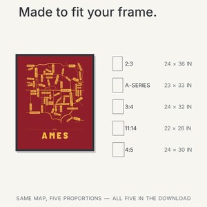 Ames map wall art — Listing image 08 — sizes
