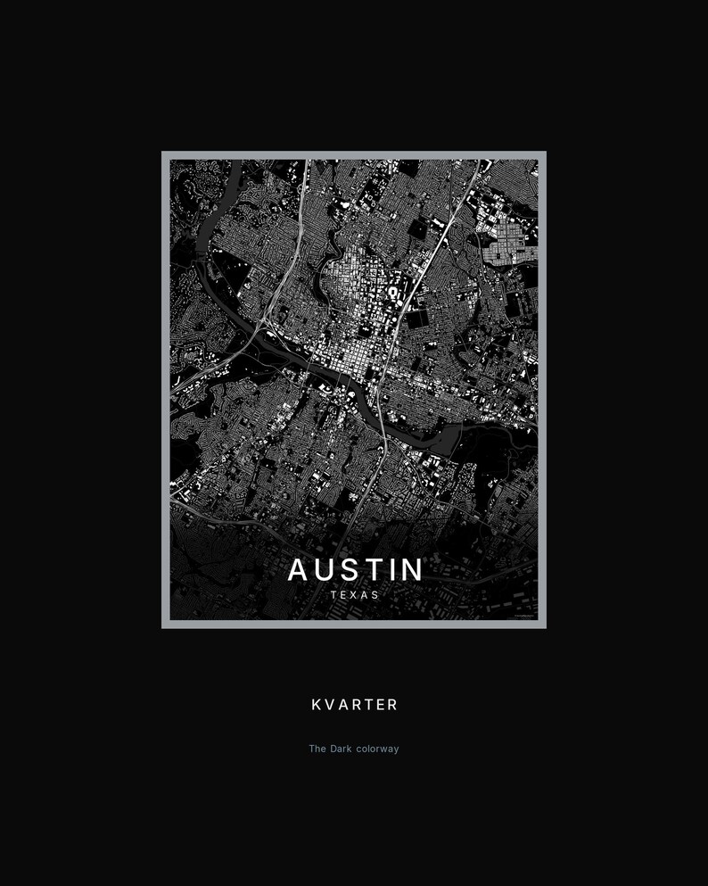 Austin map wall art — Listing image 08 — hero dark
