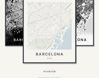 Barcelona Map Print, Barcelona Poster, Modern Wall Art, Minimalist City Map, Spain Printable, Digital Download, Housewarming Gift