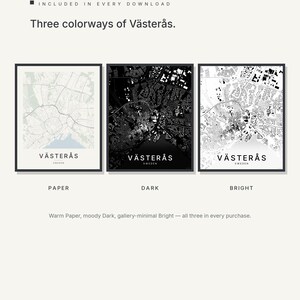 Västerås map wall art — Listing image 02 — colorways