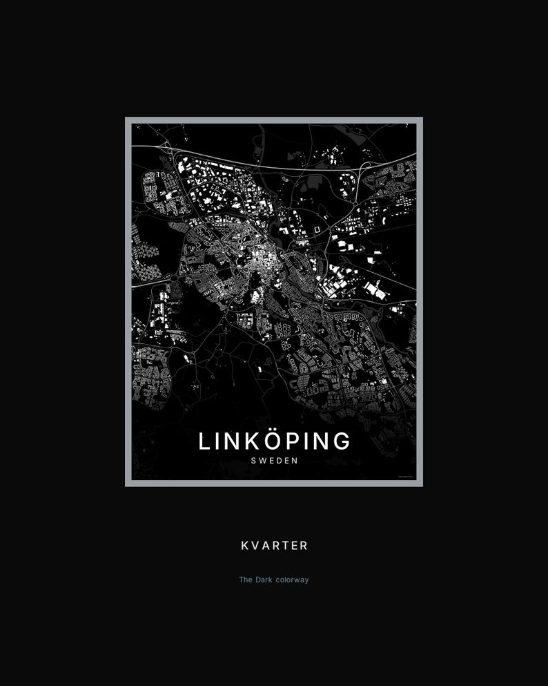 Carte de Linköping à imprimer, affiche de la ville, décoration murale à imprimer, carte minimaliste de la ville, téléchargement numérique, décoration scandinave, cadeau de pendaison de crémaillère image 8