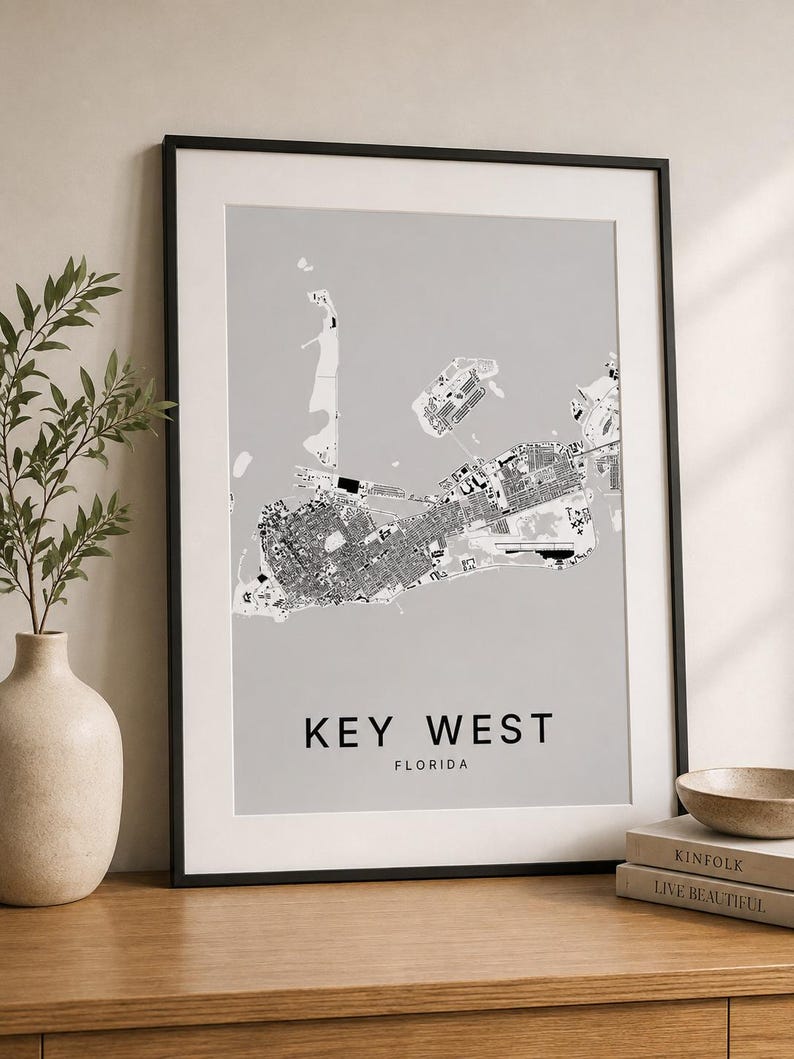 Key West map wall art — Photo of the poster in an interior