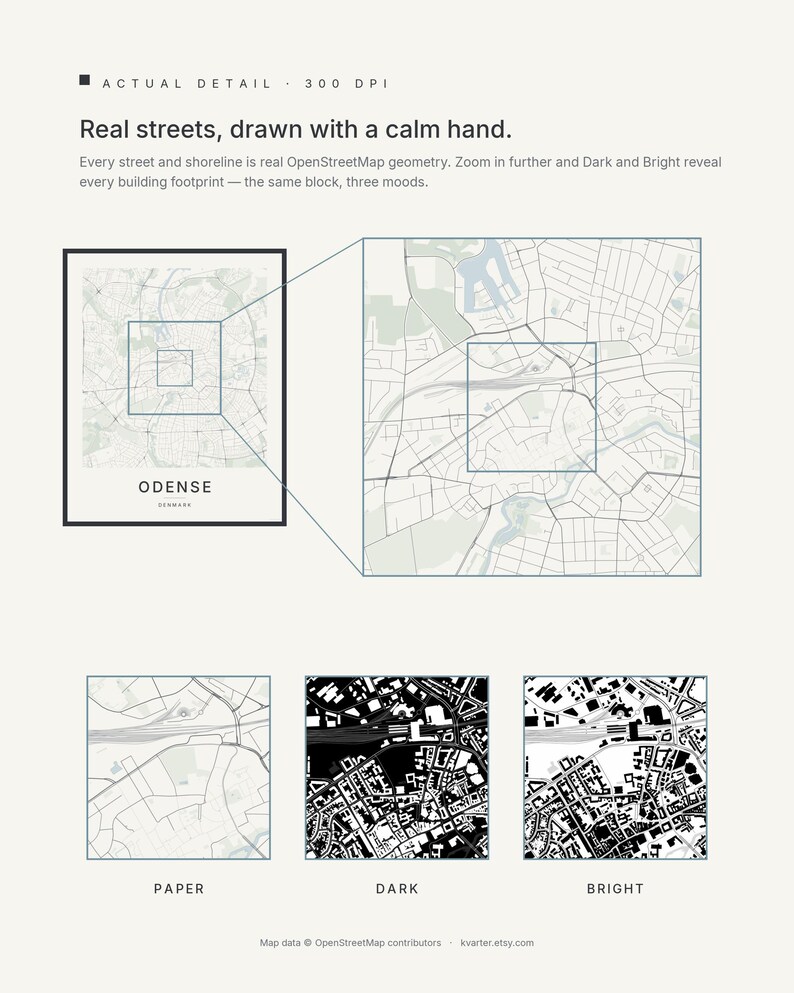 Odense map wall art — Listing image 04 — detail