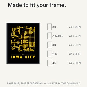 Iowa City map wall art — Listing image 08 — sizes
