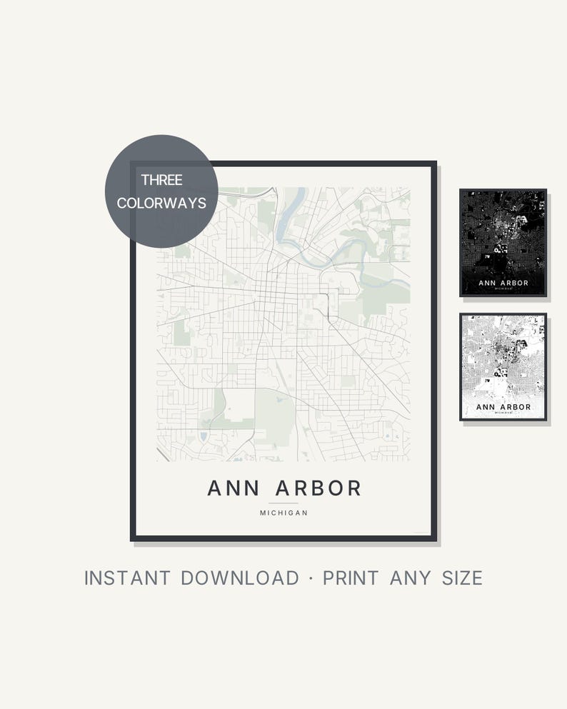 Ann Arbor map wall art — Listing image 01 — hero