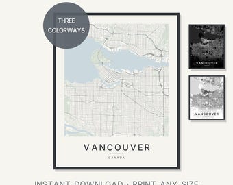 Vancouver-Kanada-Stadtplan als Kunstdruck, minimalistische Stadtwandkunst (digitaler Download)