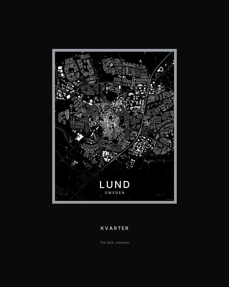 Lund Map Print, City Poster Wall Art, Printable Digital Download, Minimalist Scandinavian City Map, Housewarming Gift image 7