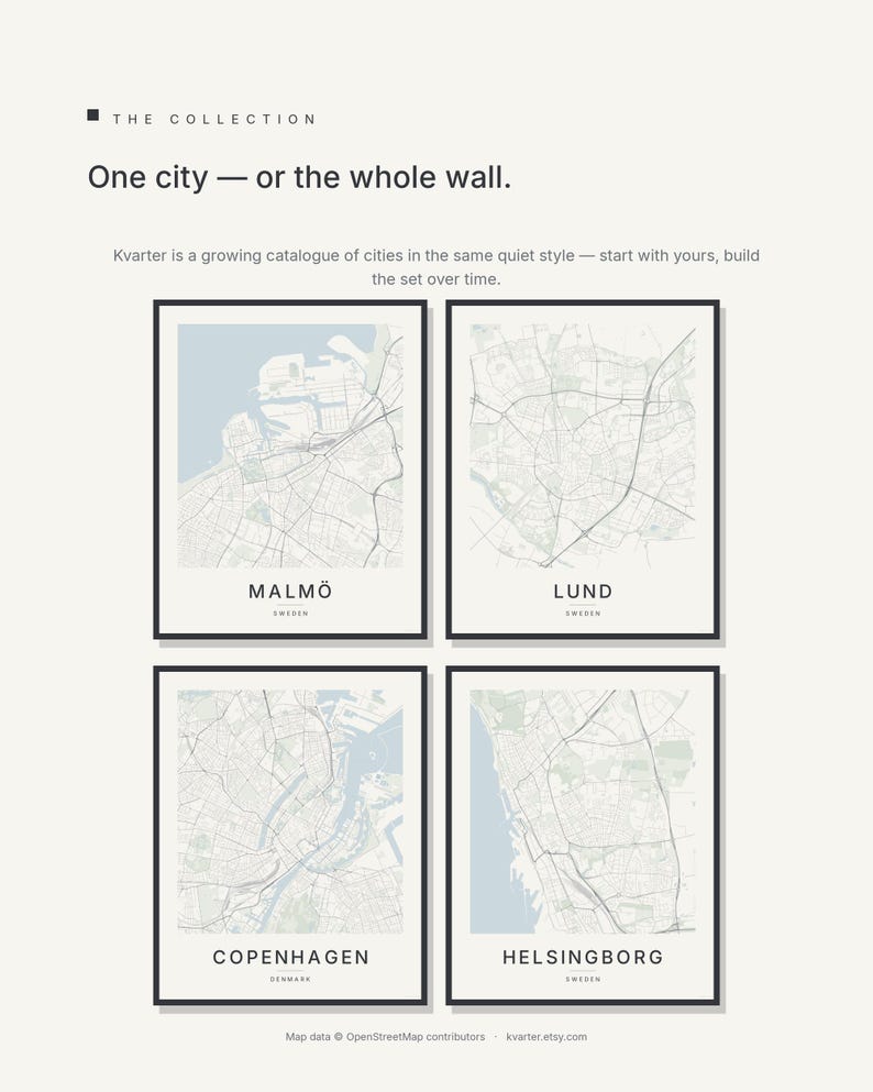 Malmö Map Print, Wall Art, Printable Digital Download, Minimalist City Map, Scandi Poster, Housewarming Gift image 7