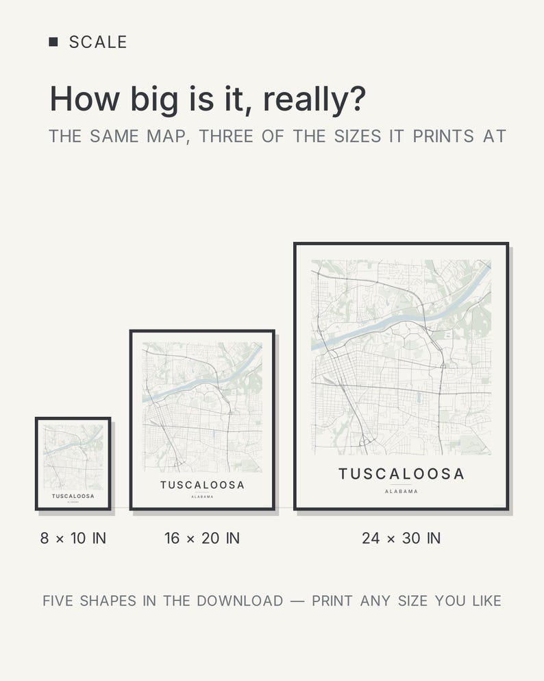 Tuscaloosa map wall art — Listing image 08 — hero dark