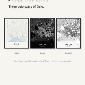 Oslo Map Print, Printable Wall Art, Oslo Poster, City Map Digital Download, Minimalist Scandi Decor, Housewarming Gift image 2