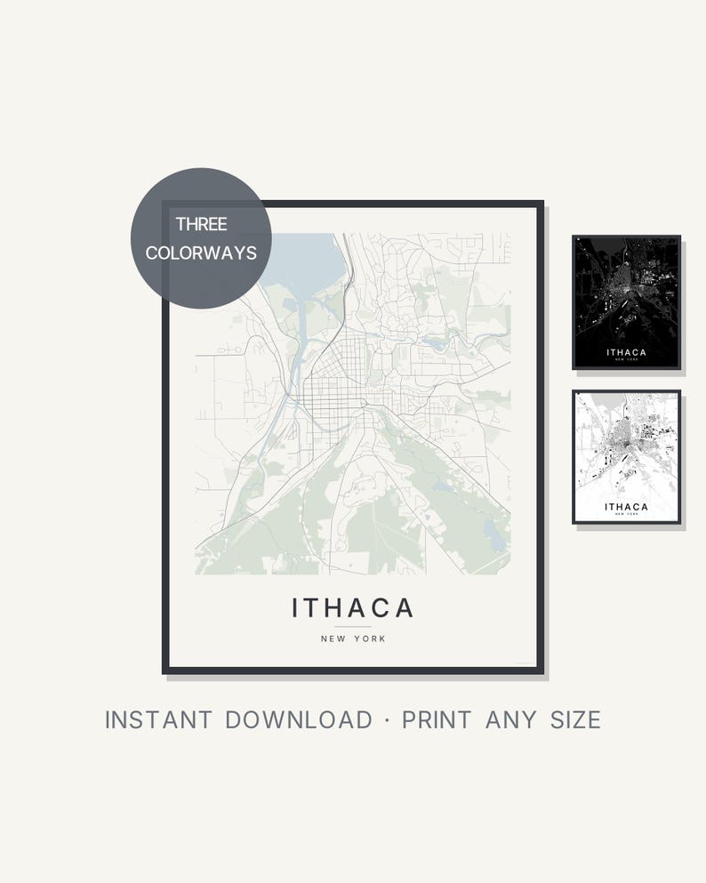 Ithaca map wall art — Listing image 01 — hero
