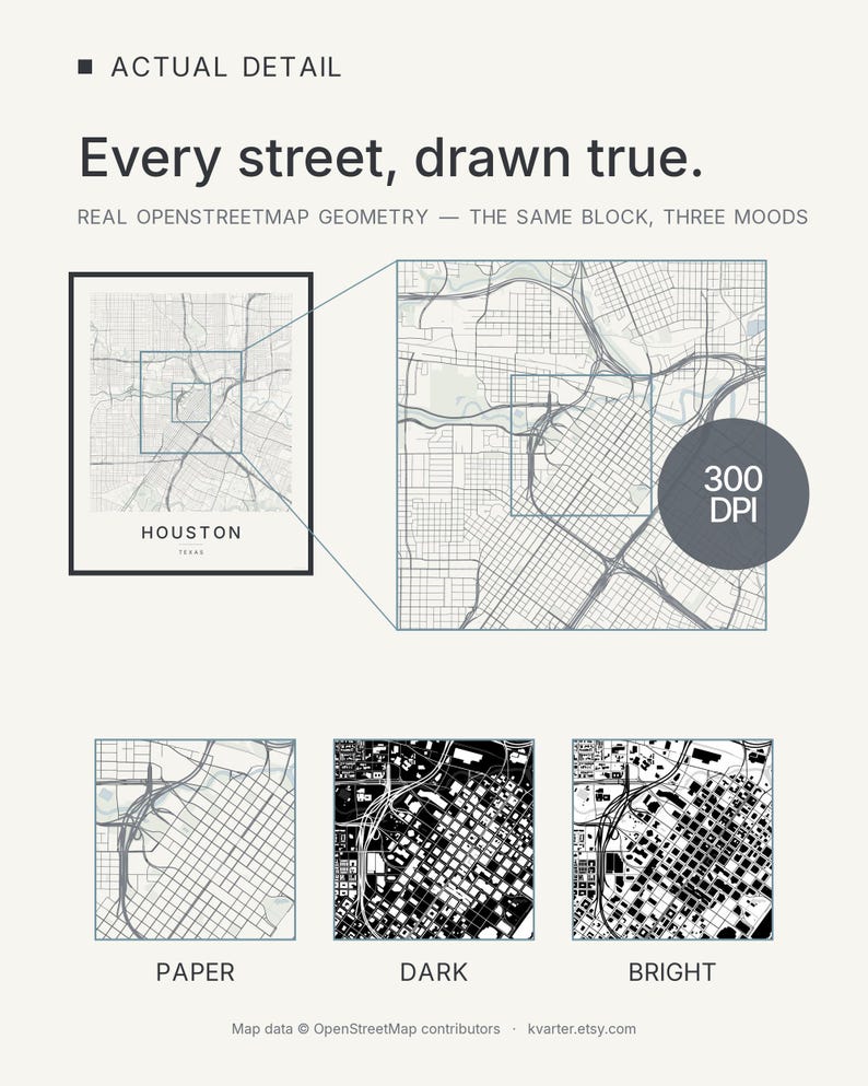 Houston map wall art — Listing image 04 — detail